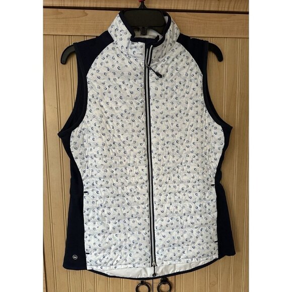 COPY - Peter Millar Fuse Hybrid Vest Med Tossed Paisley White/Navy zippered NWT… - Picture 3 of 8